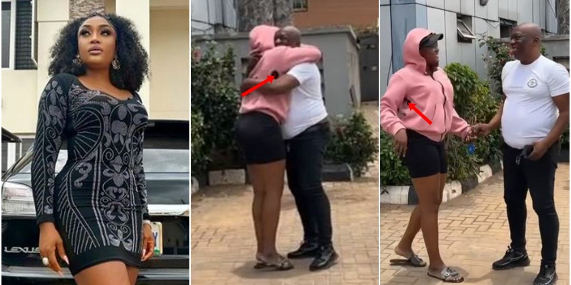 Lizzy Gold reacts after eagle-eyed netizen spotted a ‘hole’ in her dress during link up with Charles Awurum